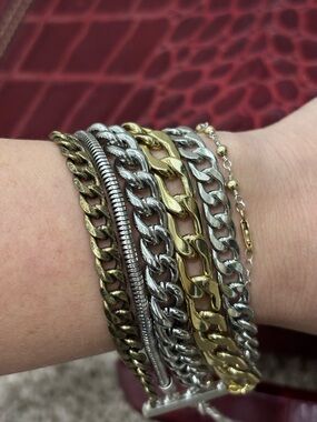 Jenny Bird Gold and Silver Mixed-Metal Chain Bracelet Set